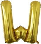 Flippy Balon Folie Metalizata Litera W, Flippy, 80 cm, Umflati cu Heliu sau Aer, Ambalaj Individual, Pai inclus, Auriu (129451)