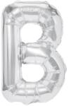 Flippy Balon Folie Metalizata Litera B, Flippy, 80 cm, Umflati cu Heliu sau Aer, Ambalaj Individual, Pai inclus, Argintiu (129456)