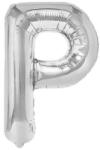 Flippy Balon Folie Metalizata Litera P, Flippy, 80 cm, Umflati cu Heliu sau Aer, Ambalaj Individual, Pai inclus, Argintiu (129470)