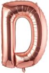 Flippy Balon Folie Metalizata Litera D, Flippy, 100 cm, Umflati cu Heliu sau Aer, Ambalaj Individual, Pai inclus, Rose Gold (129406)