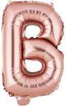 Flippy Balon Folie Metalizata Litera B, Flippy, 40 cm, Umflati cu Heliu sau Aer, Ambalaj Individual, Pai inclus, Rose Gold (127242)