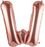 Flippy Balon Folie Metalizata Litera W, Flippy, 100 cm, Umflati cu Heliu sau Aer, Ambalaj Individual, Pai inclus, Rose Gold (129425)