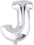 Flippy Balon Folie Metalizata Litera J, Flippy, 80 cm, Umflati cu Heliu sau Aer, Ambalaj Individual, Pai inclus, Argintiu (129464)