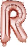 Flippy Balon Folie Metalizata Litera R, Flippy, 40 cm, Umflati cu Heliu sau Aer, Ambalaj Individual, Pai inclus, Rose Gold (127258)