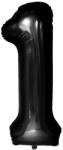Flippy Balon din Folie Metalizata, Flippy, Figurina Cifra, Tema Aniversare 80 cm, Ambalaj Individual, Pai inclus, Umflare cu Aer sau Heliu, Negru, Cifra 1 (129147)