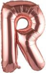 Flippy Balon Folie Metalizata Litera R, Flippy, 80 cm, Umflati cu Heliu sau Aer, Ambalaj Individual, Pai inclus, Rose Gold (129498)