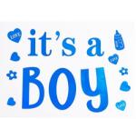 Flippy Sticker Autocolant, Flippy, Tematica Gender Reveal, Model Scris It's a Boy, 19.5x27.5 cm, Albastru (131218)