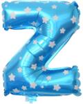 Flippy Balon Folie Metalizata Litera Z, Flippy, 40 cm, Cu Imprimeu Stelute, Umflati cu Heliu sau Aer, Ambalaj Individual, Pai inclus, Albastru (129584)