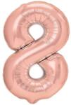 Flippy Balon din Folie Metalizata Flippy, Figurina Cifra, Tema Aniversare 100 cm, Ambalaj Individual, Pai inclus, Umflare cu Aer sau Heliu, Coral, Rose Gold, Cifra 8 (127064)