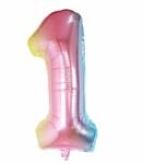 Flippy Balon din Folie Metalizata Flippy, Figurina Cifra Gradient, Tema Aniversare 40 cm, Ambalaj Individual, Pai inclus, Umflare cu Aer sau Heliu, Multicolor, Cifra 1 (129227)