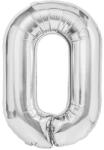 Flippy Balon din Folie Metalizata, Flippy, Figurina Cifra, Tema Aniversare 40 cm, Ambalaj Individual, Pai inclus, Umflare cu Aer sau Heliu, Argintiu, Cifra 0 (129206)