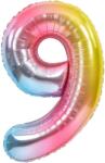 Flippy Balon din Folie Metalizata Gradient Flippy, Figurina Cifra, Tema Aniversare 100 cm, Ambalaj Individual, Pai inclus, Umflare cu Aer sau Heliu, Multicolor, Cifra 9 (127095)