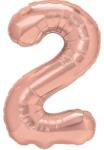 Flippy Balon din Folie Metalizata Flippy, Figurina Cifra, Tema Aniversare 100 cm, Ambalaj Individual, Pai inclus, Umflare cu Aer sau Heliu, Coral, Rose, Cifra 2 (127058)
