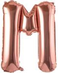 Flippy Balon Folie Metalizata Litera M, Flippy, 80 cm, Umflati cu Heliu sau Aer, Ambalaj Individual, Pai inclus, Rose Gold (129493)