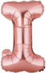 Flippy Balon Folie Metalizata Litera I, Flippy, 40 cm, Umflati cu Heliu sau Aer, Ambalaj Individual, Pai inclus, Rose Gold (127249)