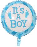 Flippy Balon din Folie Metalizata, Flippy, Figurina Rotunda, Model It's a Boy, Tema Gender Reveal, 45 cm, Ambalaj Individual, Pai Inclus, Umflare cu Aer sau (130976)