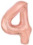 Flippy Balon din Folie Metalizata Flippy, Figurina Cifra, Tema Aniversare 40 cm, Ambalaj Individual, Pai inclus, Umflare cu Aer sau Heliu, Rose Gold, Cifra 4 (129220)