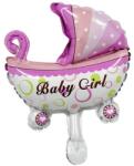 Flippy Balon din Folie Metalizata, Flippy, Mini Figurina, Model Carucior Bebelus, Tematica Gender Reveal, 39x29 cm, Ambalaj Individual, Pai Inclus, Umflare cu Aer sau Heliu, Roz (127438)