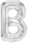 Flippy Balon Folie Metalizata Litera B, Flippy, 40 cm, Umflati cu Heliu sau Aer, Ambalaj Individual, Pai inclus, Argintiu (127216)