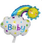 Flippy Balon din Folie Metalizata, Flippy, Figurina Soare si Nor, Tema Botez, 60x53 cm, Ambalaj Individual, Pai Inclus, Umflare cu Aer sau Heliu, Albastru (130966)