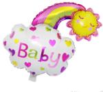 Flippy Balon din Folie Metalizata, Flippy, Figurina Soare si Nor, Tema Botez, 60x53 cm, Ambalaj Individual, Pai Inclus, Umflare cu Aer sau Heliu, Roz (130965)