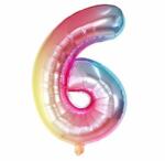 Flippy Balon din Folie Metalizata Flippy, Figurina Cifra, Tema Aniversare 40 cm, Ambalaj Individual, Pai inclus, Umflare cu Aer sau Heliu, Multicolor, Cifra 6 (129232)