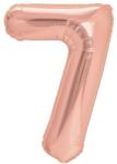 Flippy Balon din Folie Metalizata Flippy, Figurina Cifra, Tema Aniversare 80 cm, Ambalaj Individual, Pai inclus, Umflare cu Aer sau Heliu, Rose, Cifra 7 (130583)