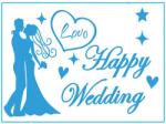 Flippy Sticker Autocolant, Flippy, Tematica Nunta, Model Scris Happy Wedding, 21x29 cm, Albastru (131233)
