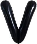 Flippy Balon Folie Metalizata Litera V, Flippy, 40 cm, Umflati cu Heliu sau Aer, Ambalaj Individual, Pai inclus, Negru (129372)