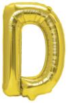 Flippy Balon Folie Metalizata Litera D, Flippy, 80 cm, Umflati cu Heliu sau Aer, Ambalaj Individual, Pai inclus, Auriu (129432)