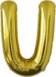 Flippy Balon Folie Metalizata Litera U, Flippy, 80 cm, Umflati cu Heliu sau Aer, Ambalaj Individual, Pai inclus, Auriu (129449)