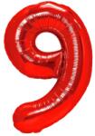 Flippy Balon din Folie Metalizata Flippy, Figurina Cifra, Tema Aniversare 80 cm, Ambalaj Individual, Pai inclus, Umflare cu Aer sau Heliu, Rosu, Cifra 9 (129145)