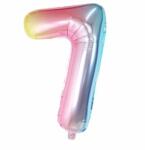 Flippy Balon din Folie Metalizata Flippy, Figurina Cifra, Tema Aniversare 40 cm, Ambalaj Individual, Pai inclus, Umflare cu Aer sau Heliu, Multicolor, Cifra 7 (129233)