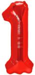 Flippy Balon din Folie Metalizata Flippy, Figurina Cifra, Tema Aniversare 100 cm, Ambalaj Individual, Pai inclus, Umflare cu Aer sau Heliu, Rosu, Cifra 1 (129097)