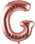 Flippy Balon Folie Metalizata Litera G, Flippy, 80 cm, Umflati cu Heliu sau Aer, Ambalaj Individual, Pai inclus, Rose Gold (129487)