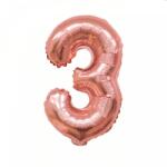 Flippy Balon din Folie Flippy, Cifra 3, 81 cm, Pentru Aer sau Heliu, Bulk, Roz Auriu (126194)