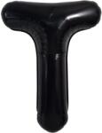 Flippy Balon Folie Metalizata Litera T, Flippy, 40 cm, Umflati cu Heliu sau Aer, Ambalaj Individual, Pai inclus, Negru (129370)