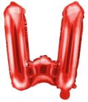 Flippy Balon Folie Metalizata Litera W, Flippy, 40 cm, Umflati cu Heliu sau Aer, Ambalaj Individual, Pai inclus, Rosu (129399)