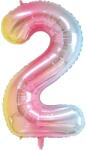 Flippy Balon din Folie Metalizata Gradient Flippy, Figurina Cifra, Tema Aniversare 100 cm, Ambalaj Individual, Pai inclus, Umflare cu Aer sau Heliu, Multicolor, Cifra 2 (127088)