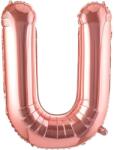 Flippy Balon Folie Metalizata Litera U, Flippy, 100 cm, Umflati cu Heliu sau Aer, Ambalaj Individual, Pai inclus, Rose Gold (129423)