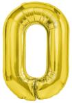 Flippy Balon din Folie Metalizata Flippy, Figurina Cifra, Tema Aniversare 40 cm, Ambalaj Individual, Pai inclus, Umflare cu Aer sau Heliu, Auriu, Cifra 0 (129196)