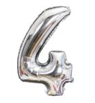 Flippy Balon din Folie Flippy, Cifra 4, 81 cm, Pentru Aer sau Heliu, Bulk, Argintiu (126205)