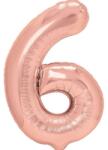 Flippy Balon din Folie Metalizata Flippy, Figurina Cifra, Tema Aniversare 40 cm, Ambalaj Individual, Pai inclus, Umflare cu Aer sau Heliu, Roz Gold, Cifra 6 (129222)