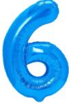 Flippy Balon din Folie Metalizata Flippy, Figurina Cifra, Tema Aniversare 80 cm, Ambalaj Individual, Pai inclus, Umflare cu Aer sau Heliu, Albastru, Cifra 6 (130619)