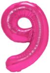 Flippy Balon din Folie Metalizata Flippy, Figurina Cifra, Tema Aniversare 80 cm, Ambalaj Individual, Pai inclus, Umflare cu Aer sau Heliu, Roz, Cifra 9 (130615)