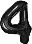 Flippy Balon din Folie Metalizata, Flippy, Figurina Cifra, Tema Aniversare 80 cm, Ambalaj Individual, Pai inclus, Umflare cu Aer sau Heliu, Negru, Cifra 4 (129150)
