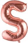 Flippy Balon Folie Metalizata Litera S, Flippy, 100 cm, Umflati cu Heliu sau Aer, Ambalaj Individual, Pai inclus, Rose Gold (129421)