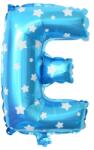 Flippy Balon Folie Metalizata Litera E, Flippy, 40 cm, Cu Imprimeu Stelute, Umflati cu Heliu sau Aer, Ambalaj Individual, Pai inclus, Albastru (129563)