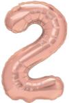 Flippy Balon din Folie Metalizata Flippy, Figurina Cifra, Tema Aniversare 40 cm, Ambalaj Individual, Pai inclus, Umflare cu Aer sau Heliu, Rose Gold, Cifra 2 (129218)