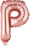 Flippy Balon Folie Metalizata Litera P, Flippy, 40 cm, Umflati cu Heliu sau Aer, Ambalaj Individual, Pai inclus, Rose Gold (127256)